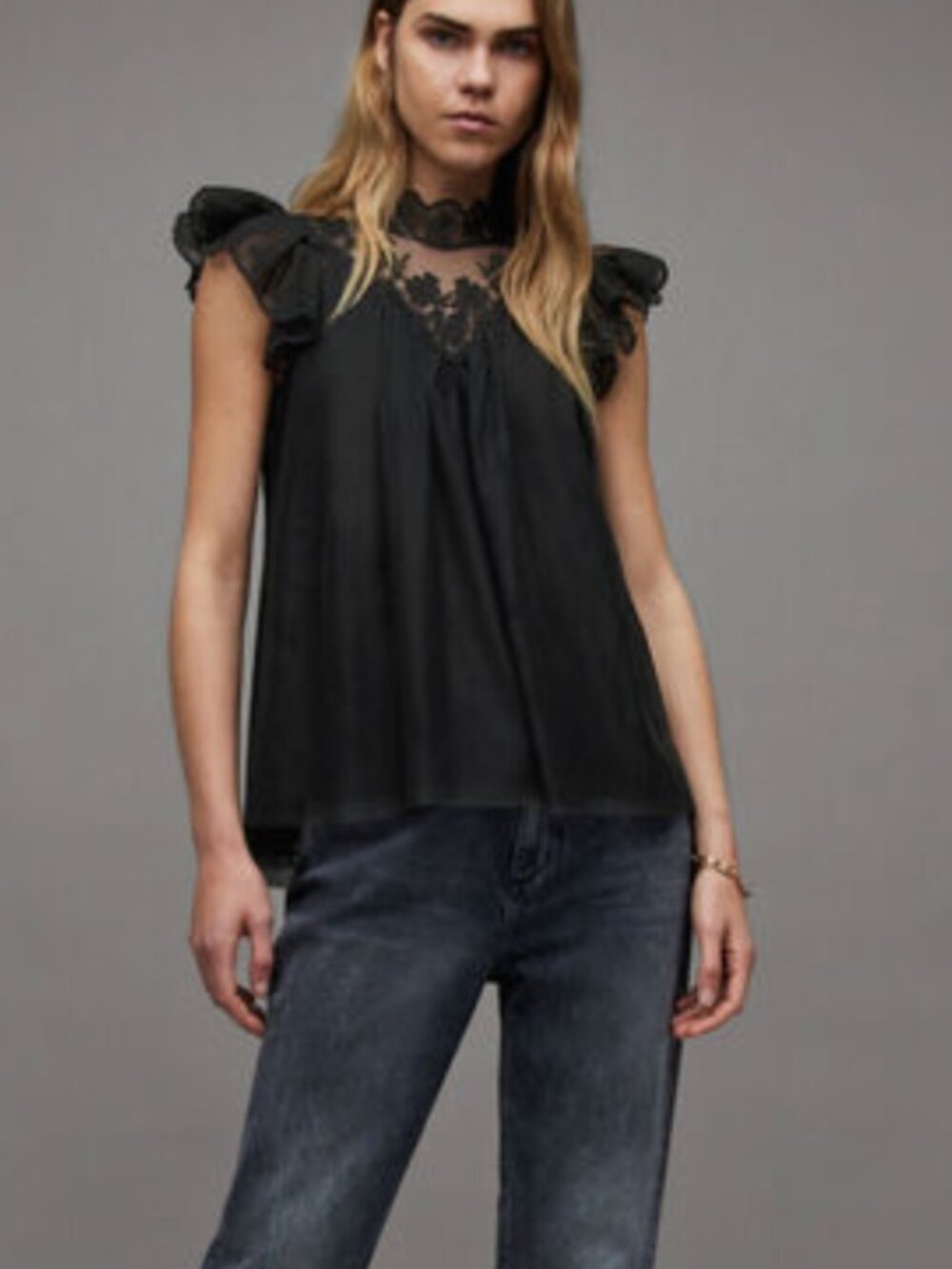 All Saints Azura Tulle Top - Picture 2 of 6
